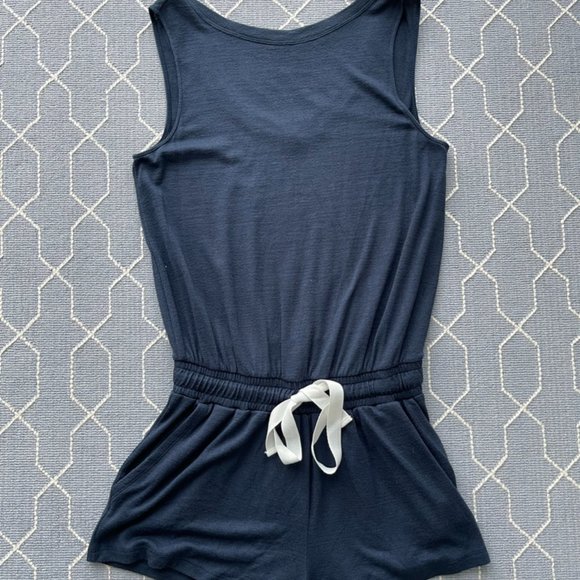 Wilfred Free Navy Reposa Luxe Jersey Knit Izabel Romper Women's Size M (Medium) - Picture 3 of 5